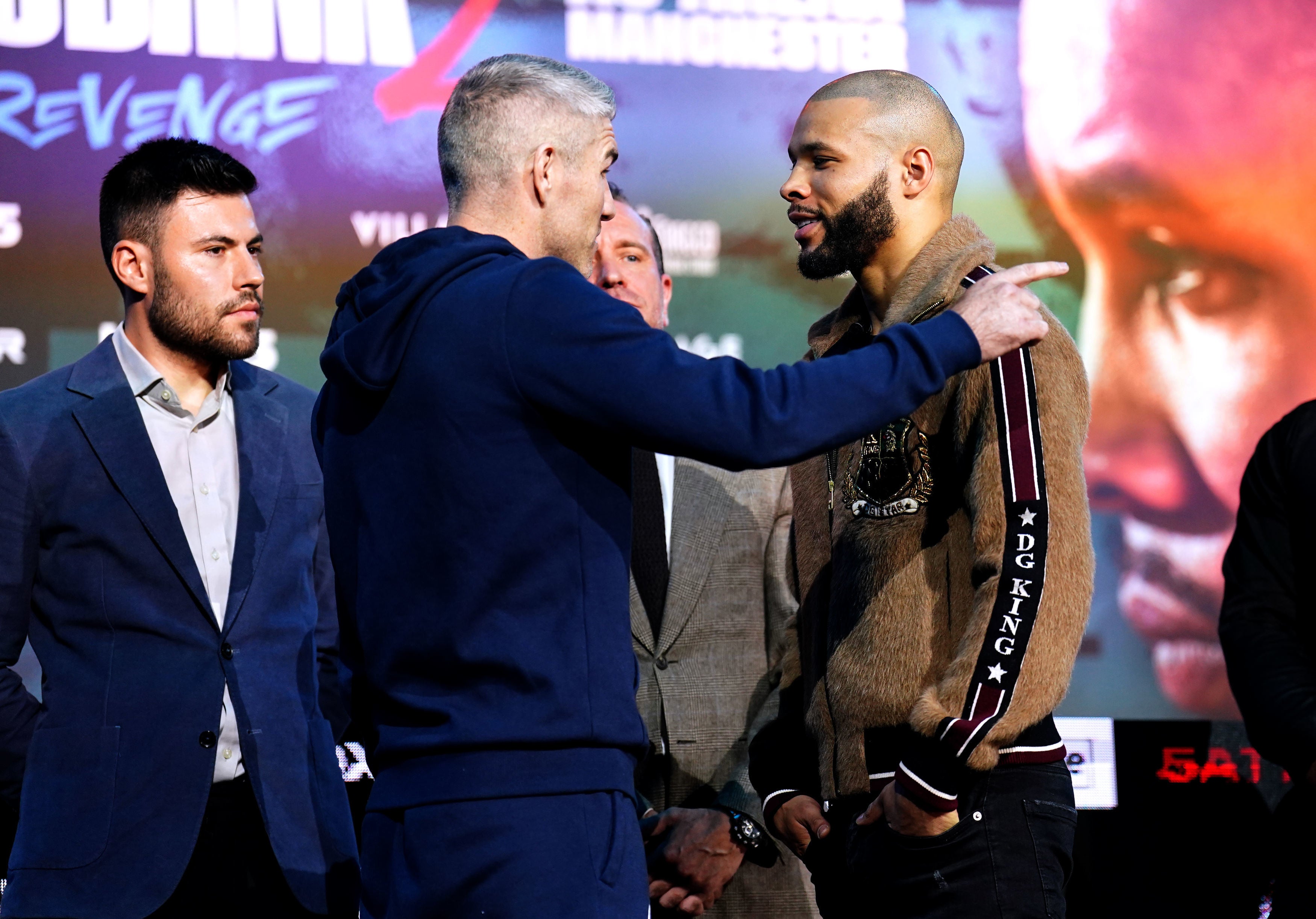 Liam Smith and Chris Eubank Jr argue at New Century Hall