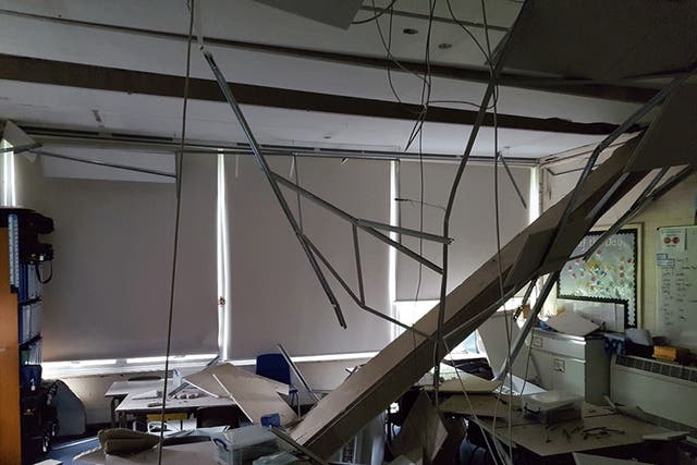 <p>A school roof built with RAAC collapsed in Kent, 2018 </p>