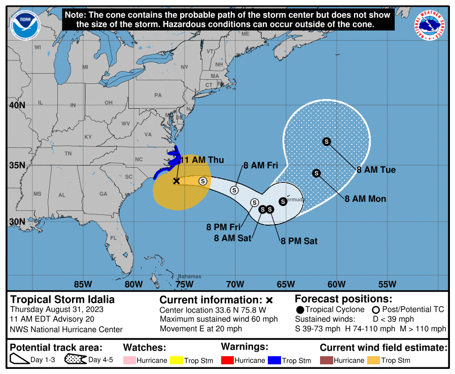 Tropical Storm Idalia - 11am, 31 August 2023