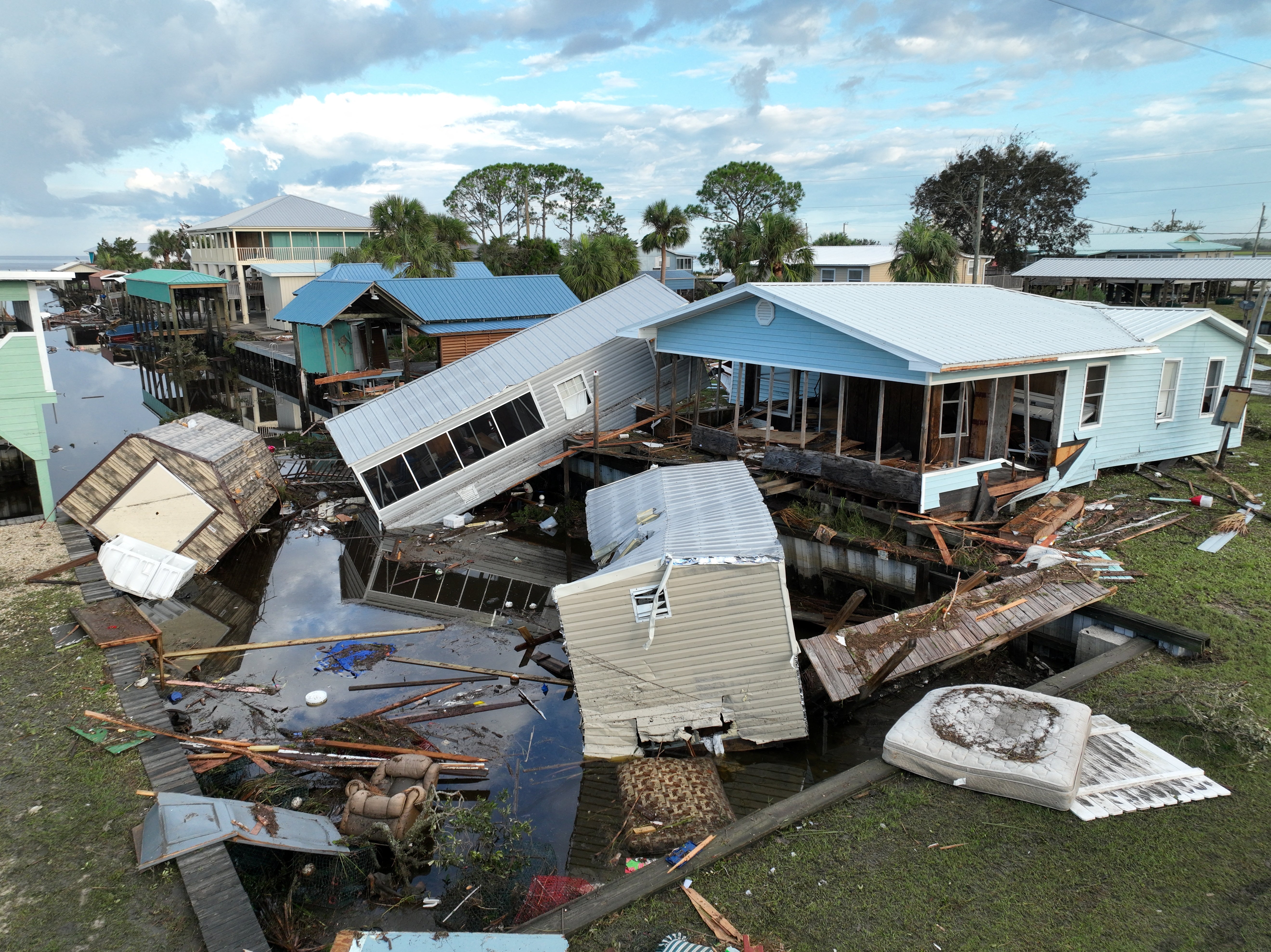 View of a damaged property after the arrival of Hurricane Idalia in Horseshoe Beach, Florida, U.S., August 31, 2023