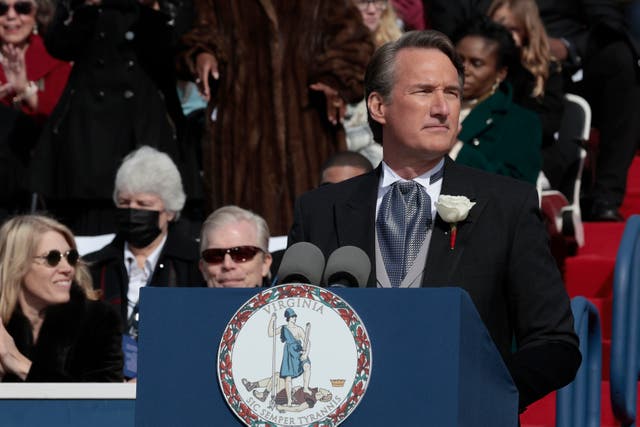 <p>Glenn Youngkin is sworn in as governor of Virginia in January 2022</p>