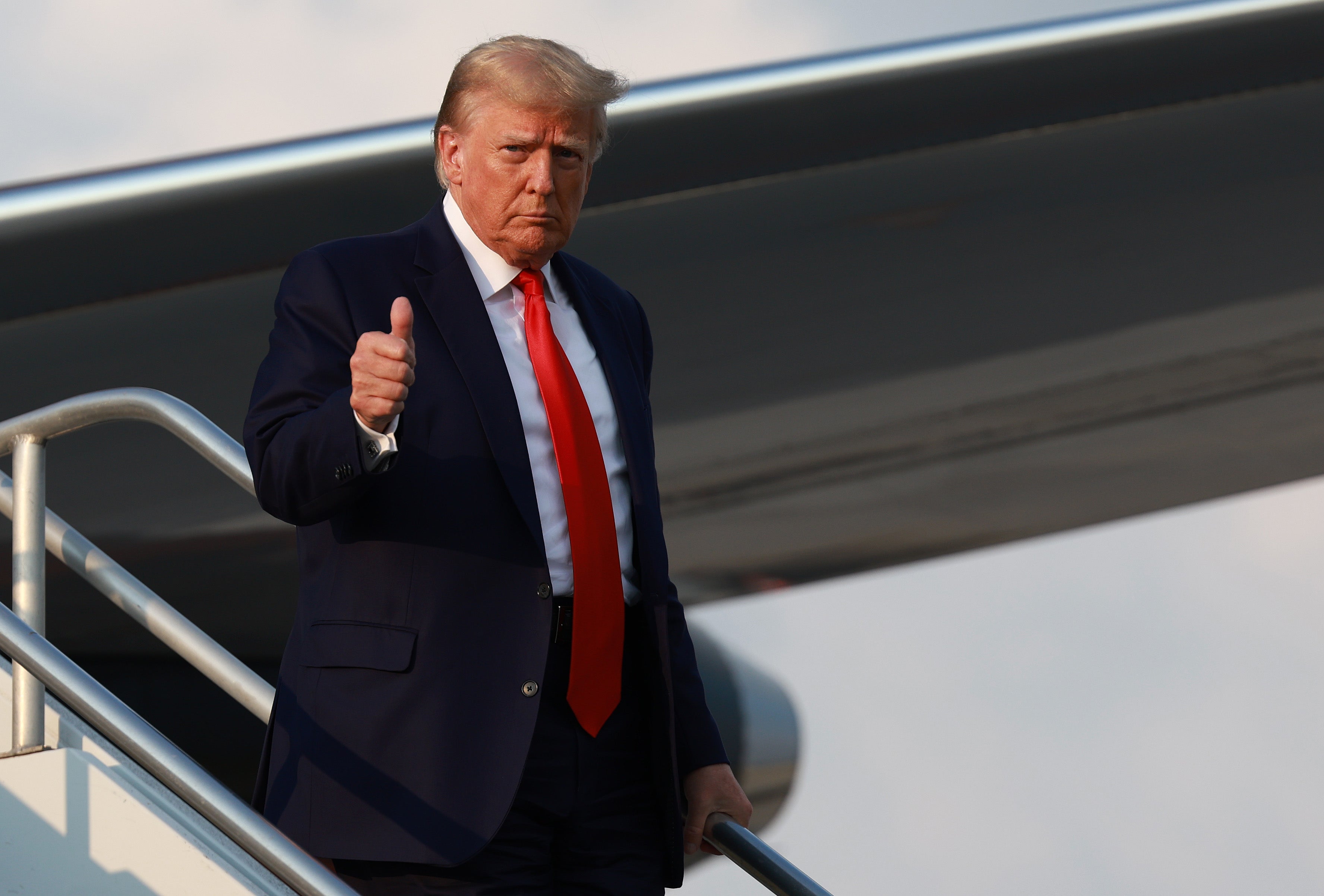 Former US president Donald Trump arrives at Atlanta Hartsfield-Jackson International Airport in Georgia