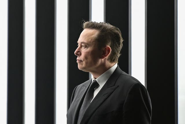 <p>Tesla CEO Elon Musk is pictured as he attends the start of the production at Tesla's "Gigafactory" on March 22, 2022 in Gruenheide, southeast of Berlin</p>