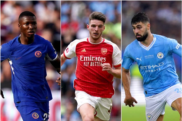 Moises Caicedo, Declan Rice and Josko Gvardiol (left to right) are the highest-priced Premier League signings this summer (John Walton/Adam Davy/PA)