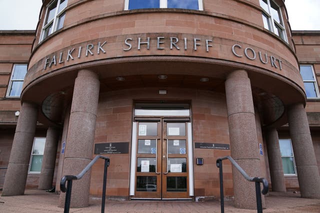 Andrew Gregoire and Steven Hardy appeared at Falkirk Sheriff Court on multiple charges (Andrew Milligan/PA)
