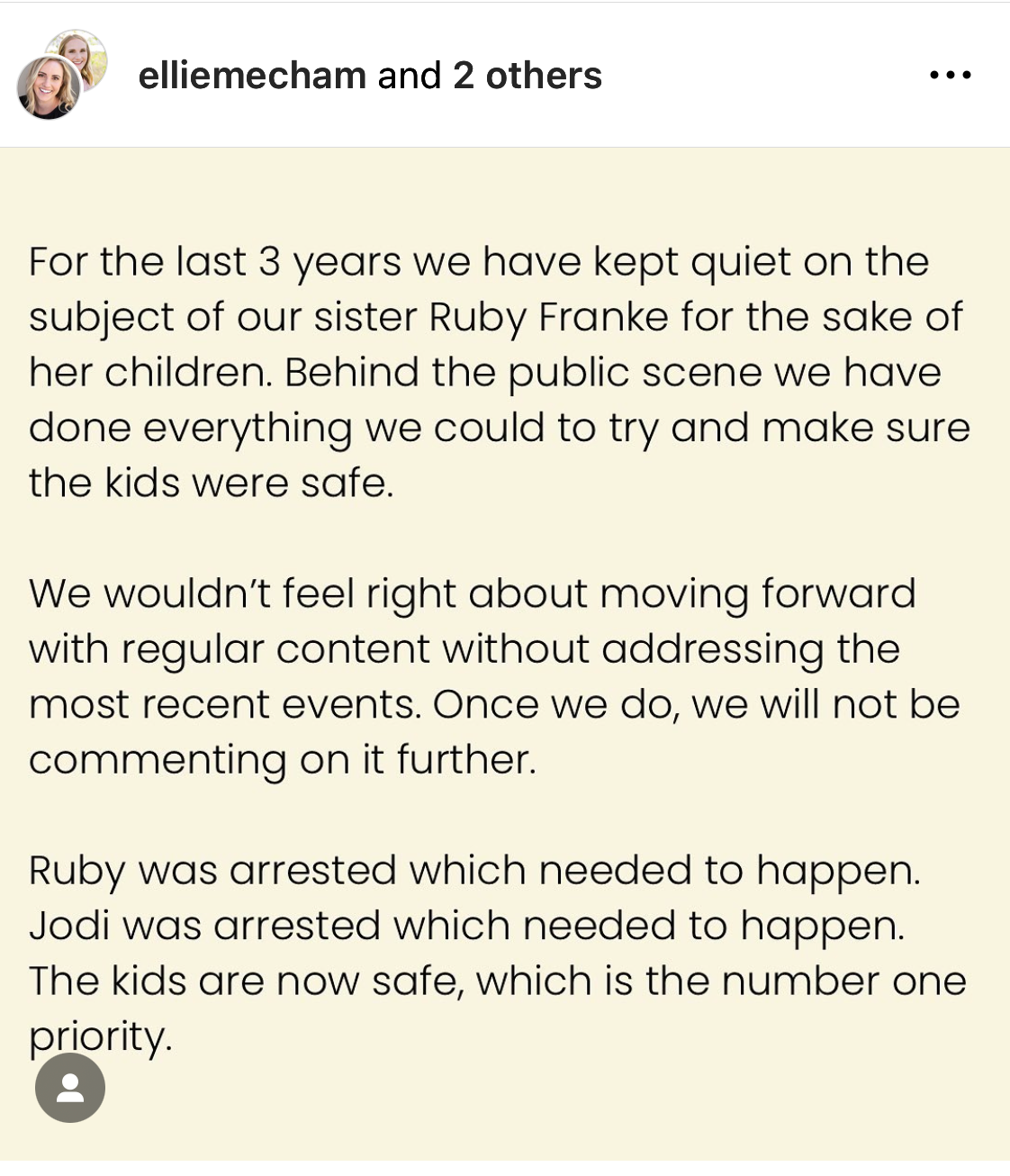 Ruby Franke’s sisters released a joint statement