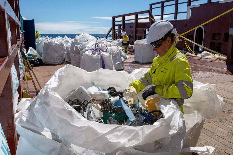 The ocean garbage was collected over a four-week period