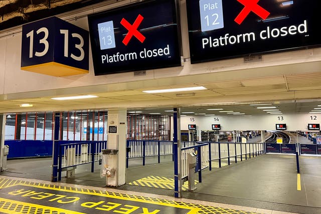 <p>No-go zone: London Euston station on 1 September 2023, the day of a strike by train drivers belonging to Aslef</p>