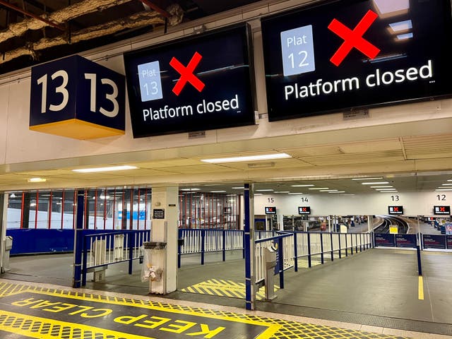 <p>London Euston station on the day of an Aslef strike in September 2023 </p>