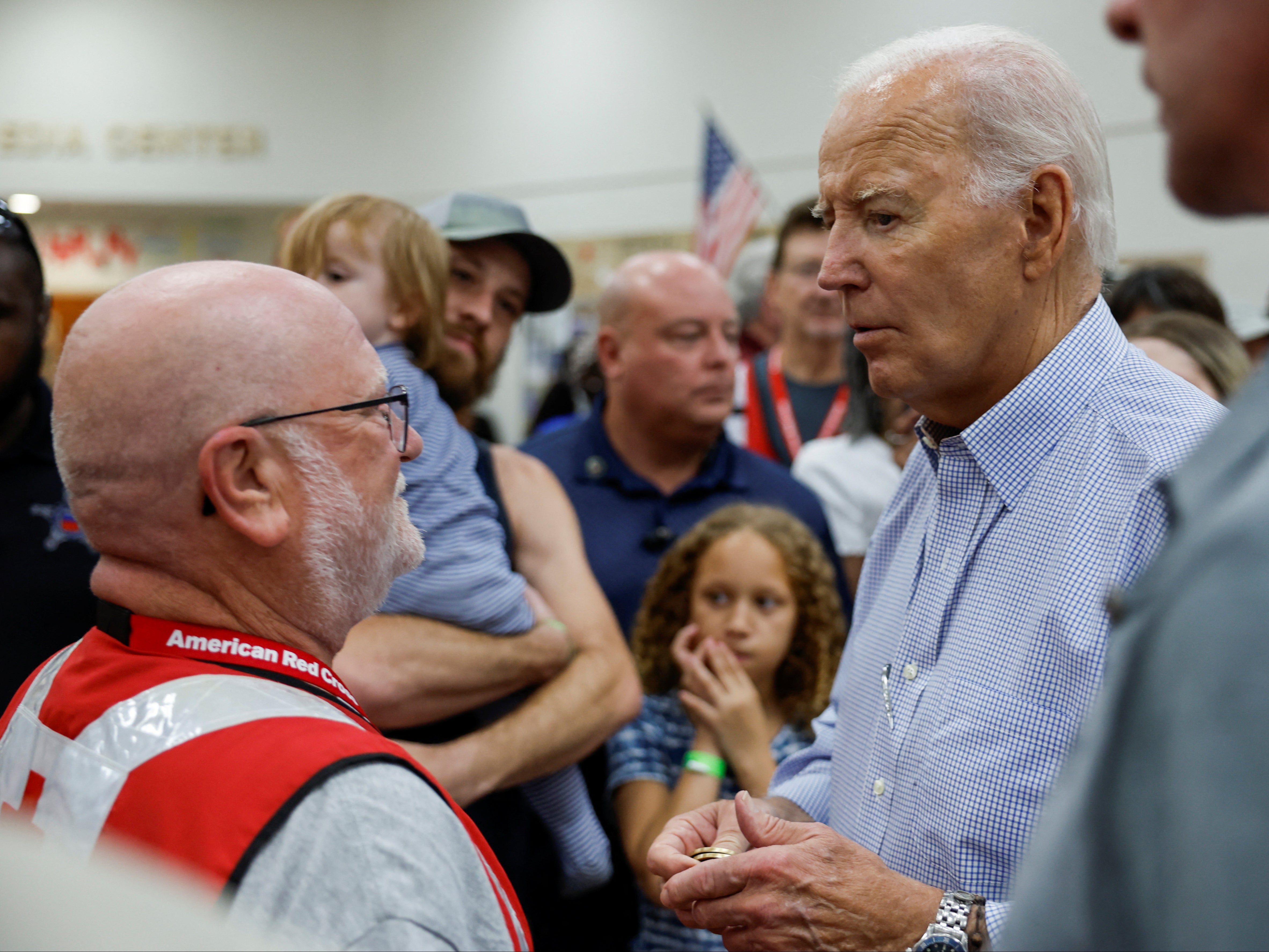 U.S. President Joe Biden visits Suwannee Pineview Elementary School, during his tour of Hurricane Idalia storm destruction in Live Oak, Florida, U.S., September 2, 202