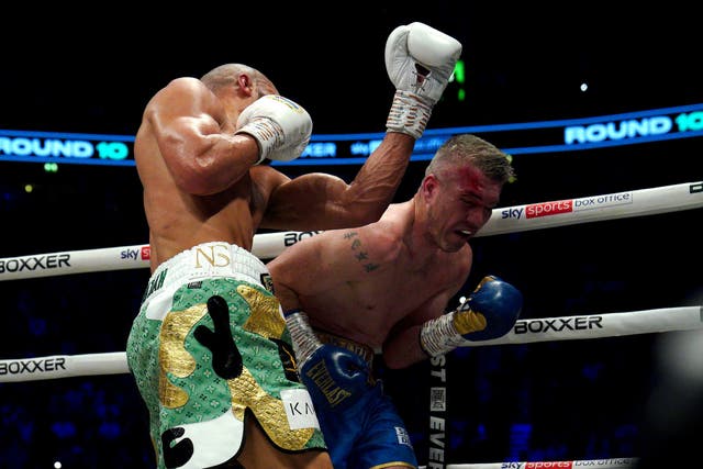 <p>Eubank Jr moments before referee Kevin Parker waved off the bout</p>