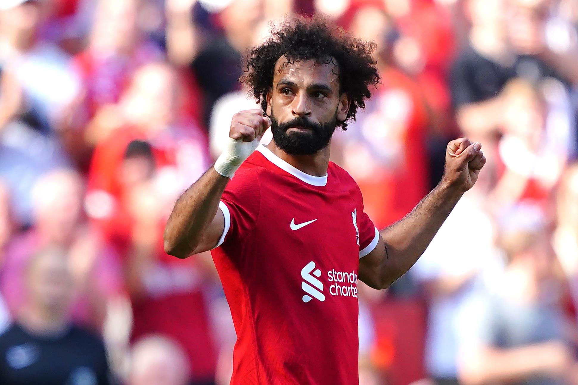 Liverpool superstar Mohamed Salah put a goal past Aston Villa in our 3-0 win.