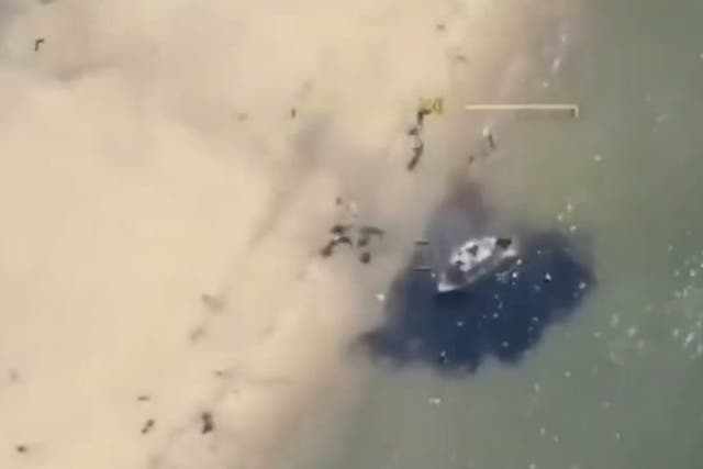 <p>Moment Ukraine bombs Russian landing boat as sea war intensifies.</p>
