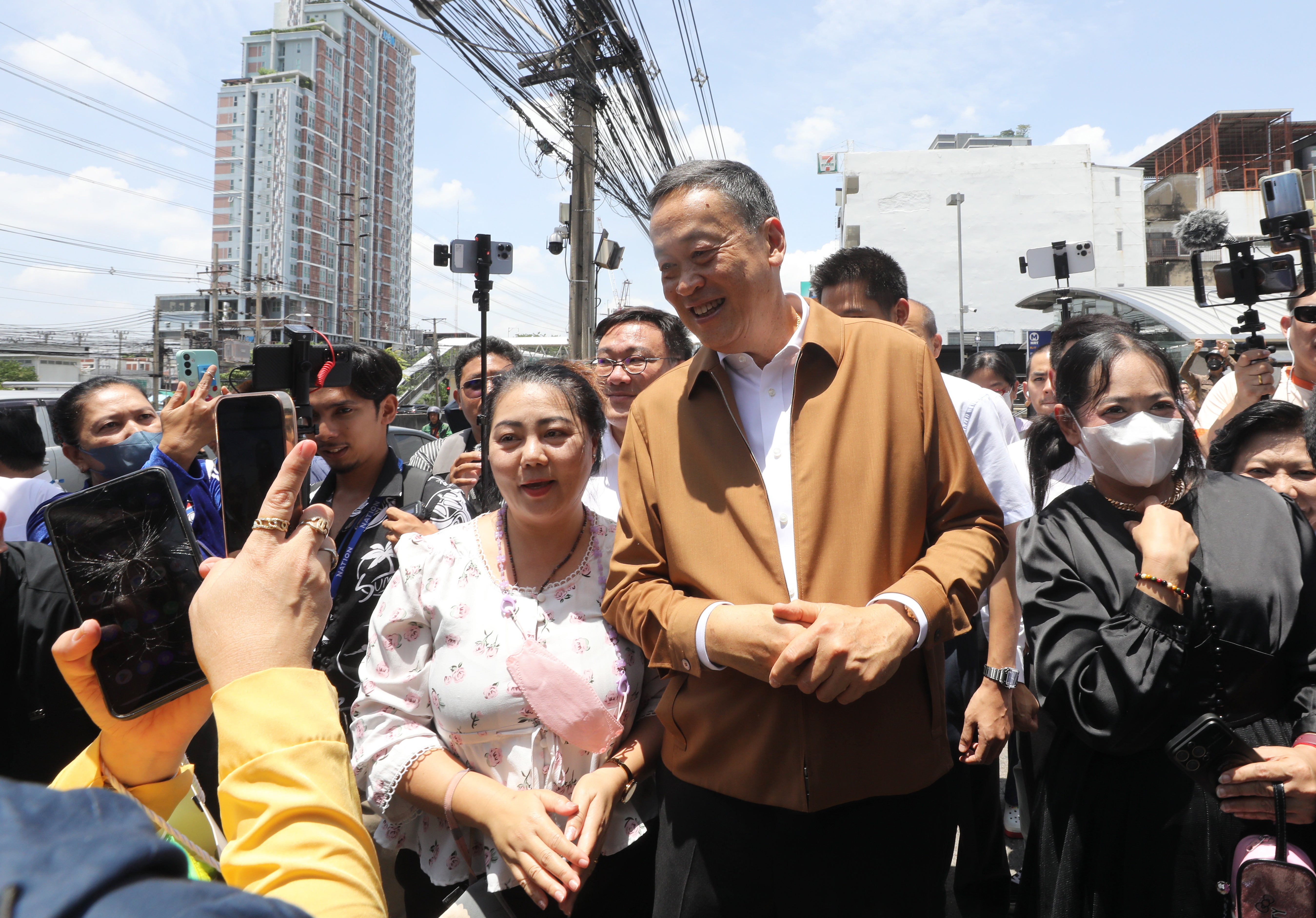 Thai Prime Minister Srettha Thavisin meets with street food vendors in Bangkok