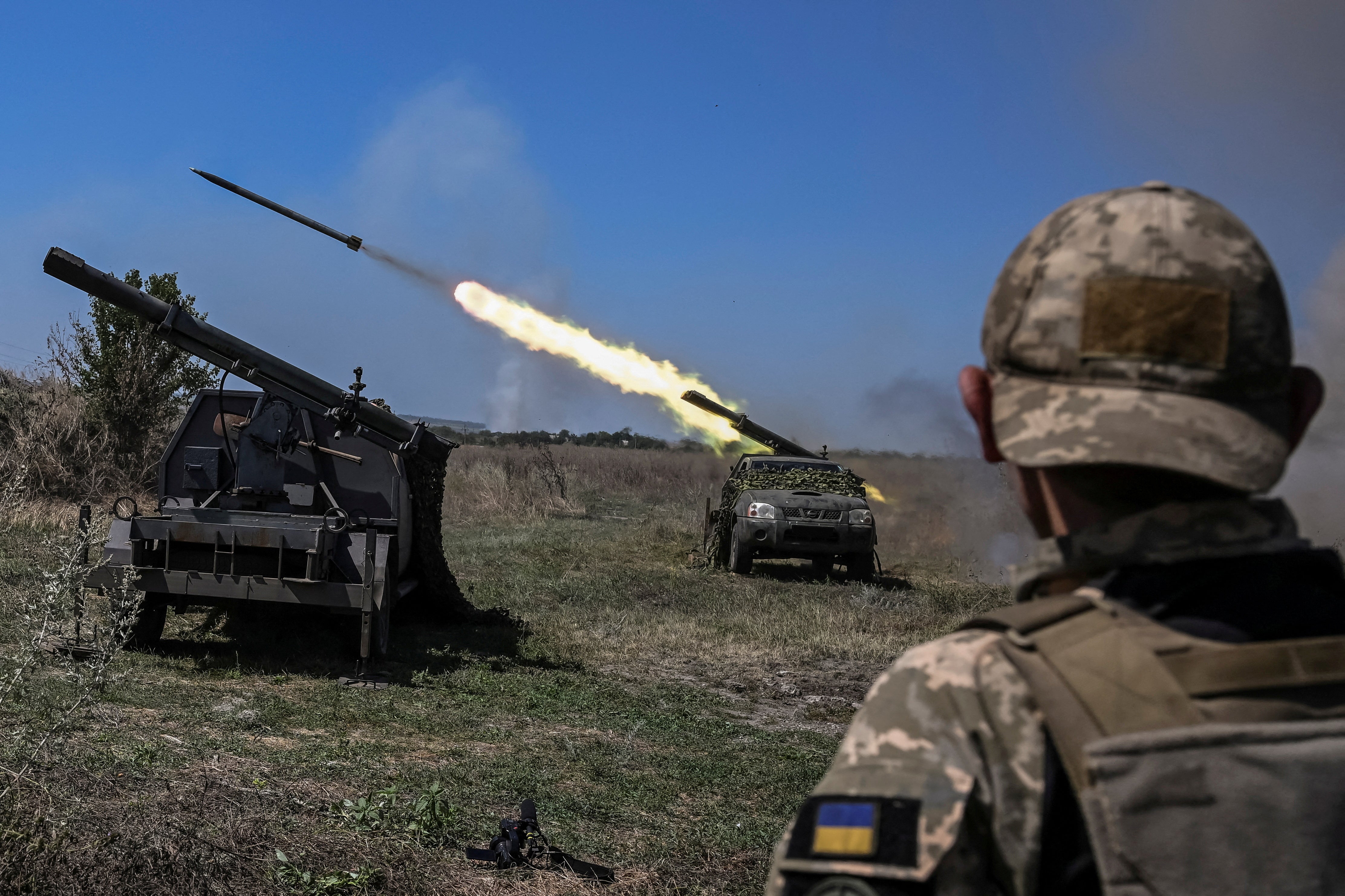 Ukrainian troops on the frontline near Zaporizhzhia