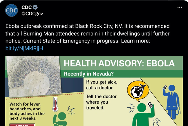 <p>A fake CDC advisory of an Ebola outbreak at Burning Man went viral on Elon Musk’s X</p>