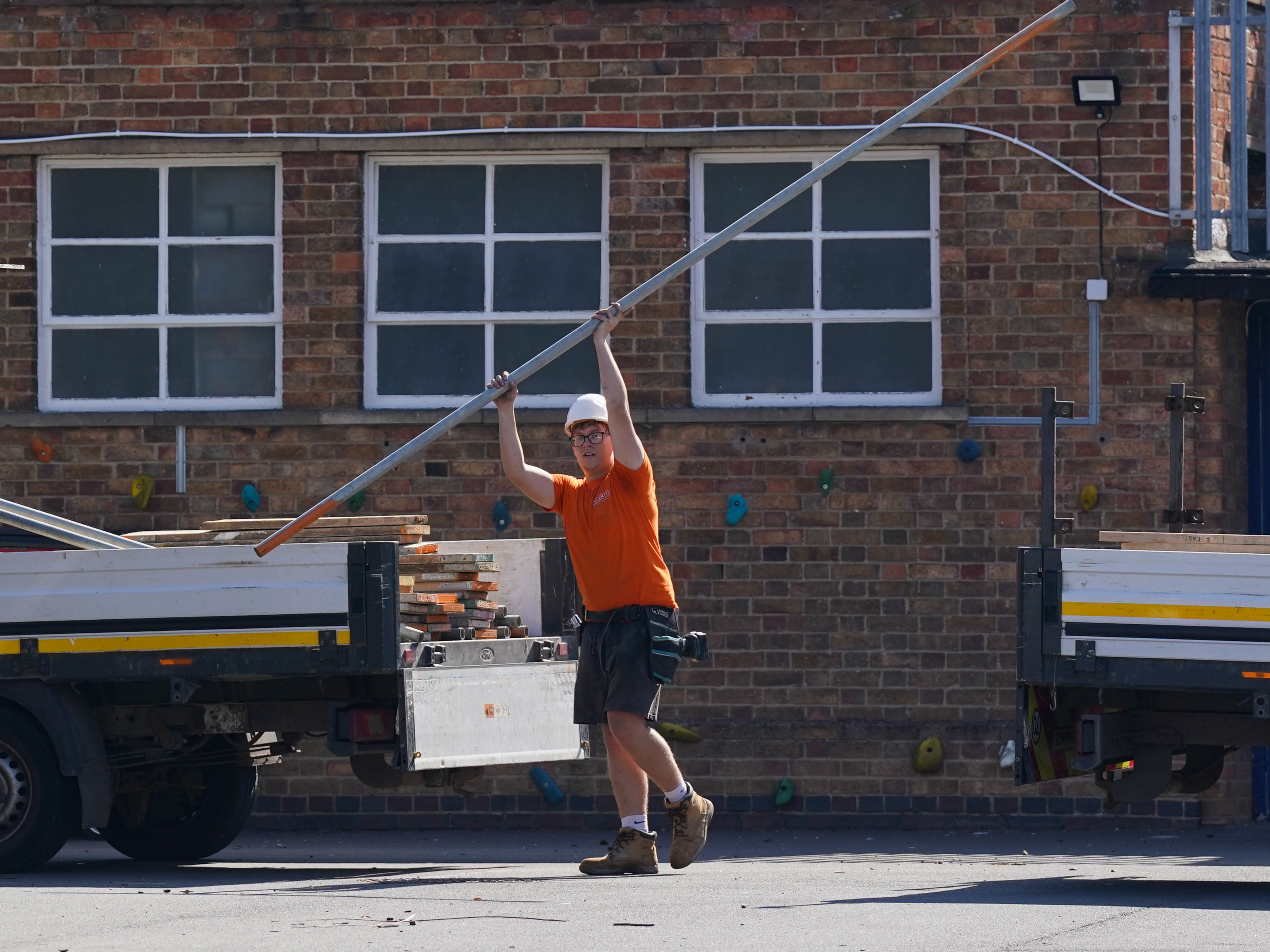 Remedial work being carried out at Mayflower Primary School in Leicester, affected by RAAC