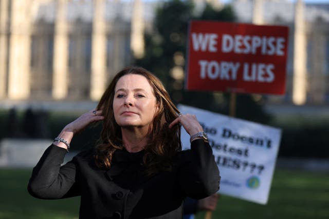 <p>Gillian Keegan waits to be interviewed on Monday, separately from her encounter with ITV News</p>