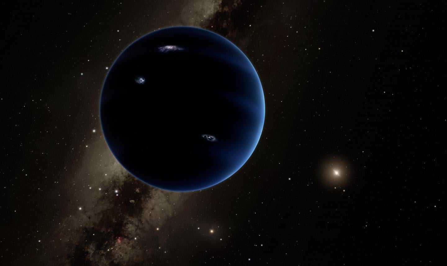 An artist’s impression of how Planet Nine – which is likely to be 10 times the mass of Earth, and at least 400 times further from the Sun – might look