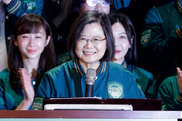 <p>Taiwanese president Tsai Ing-wen delivers a speech during a party congress in Taipei</p>
