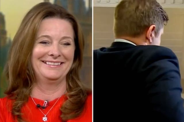 <p>Education secretary Gillian Keegan laughs as she awkwardly re-watches clip of sweary outburst.</p>