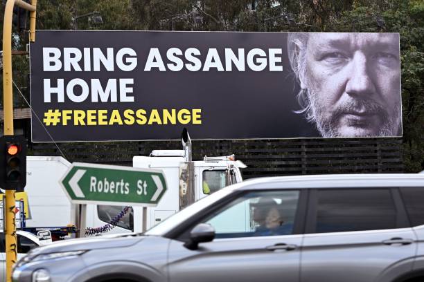 A giant billboard in Melbourne calls for the release of the WikiLeaks founder