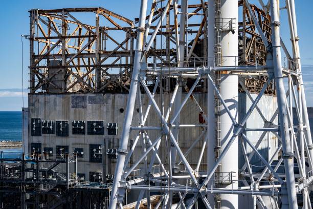 This picture taken on 20 January 2023 shows the reactor unit no. 1 building of the Tokyo Electric Power Company’s (Tepco) Fukushima Daiichi nuclear power plant, in Okuma of Fukushima prefecture