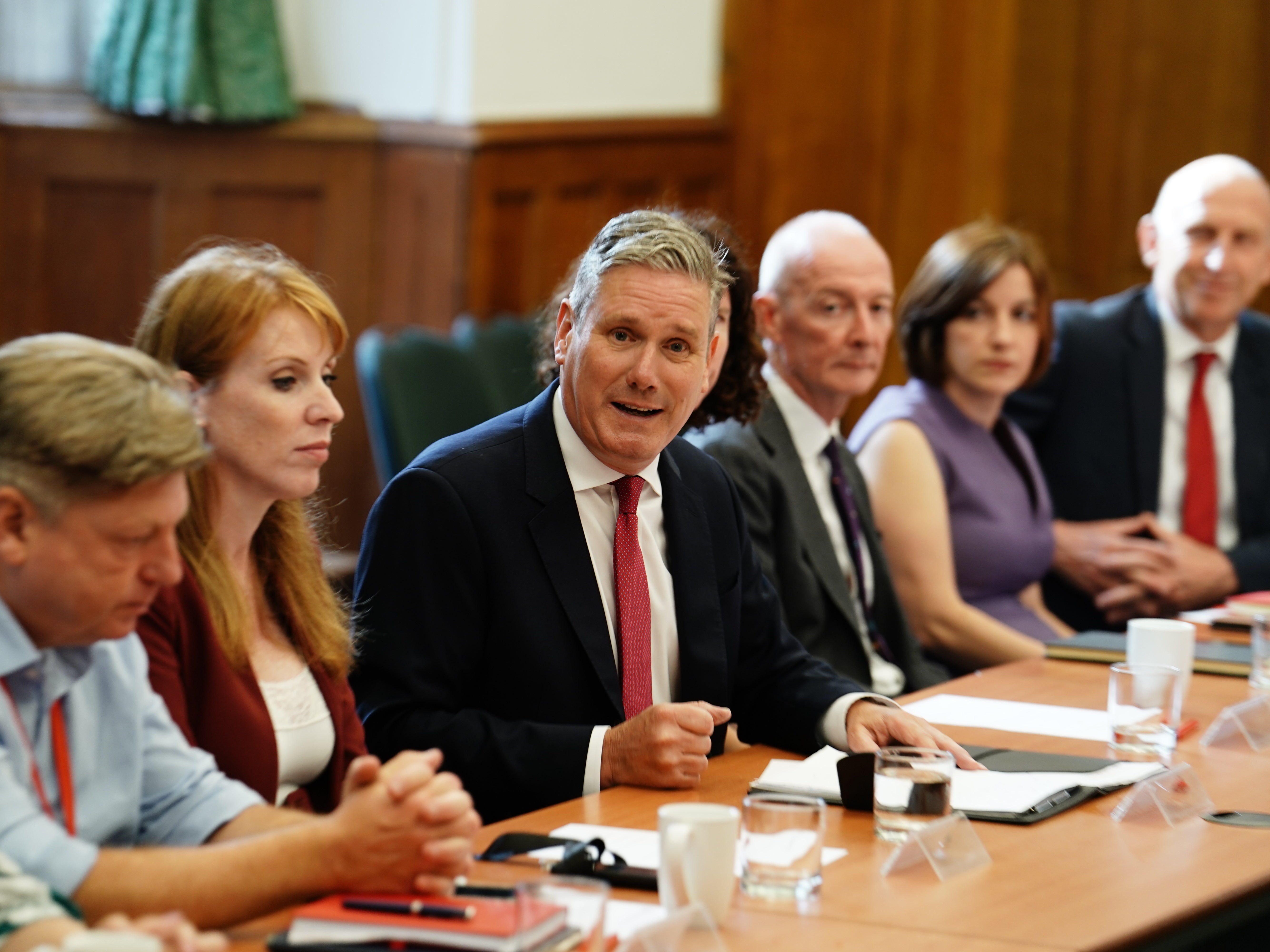 Sir Keir Starmer during the first meeting of his new Shadow Cabinet