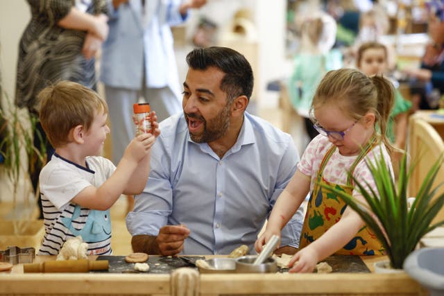 First Minister Humza Yousaf has set out plans to tackle the ‘scourge of poverty’ (Jeff/J Mitchell/PA)