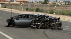 Lamborghini drag race crash leaves $250,000 car in tatters