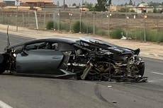 Lamborghini drag race crash leaves $250,000 car in tatters