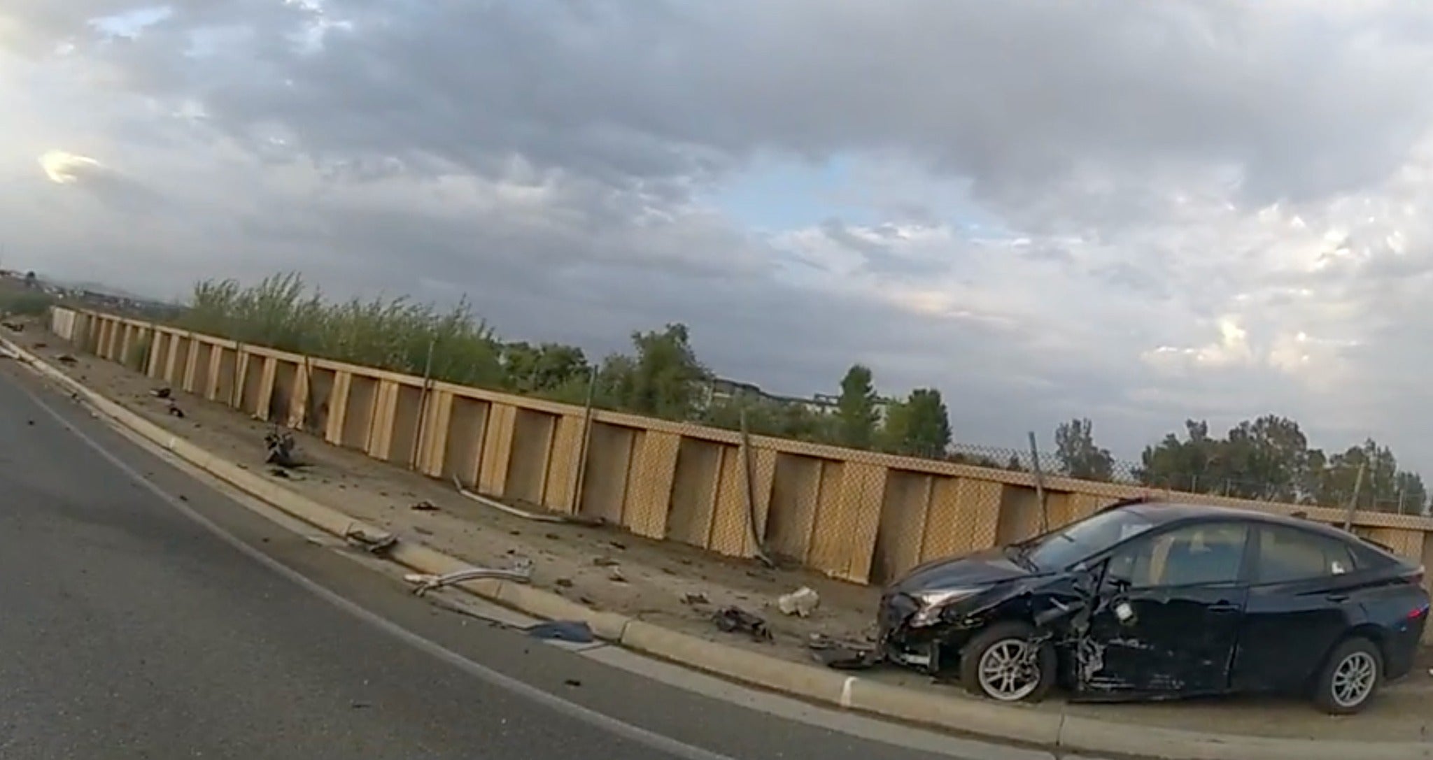No one was seriously injured after the Lamborghini lost control