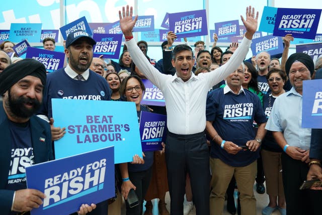 Rishi Sunak has seen the Tory coffers boosted with a £5 million donation (Jacob King/PA)