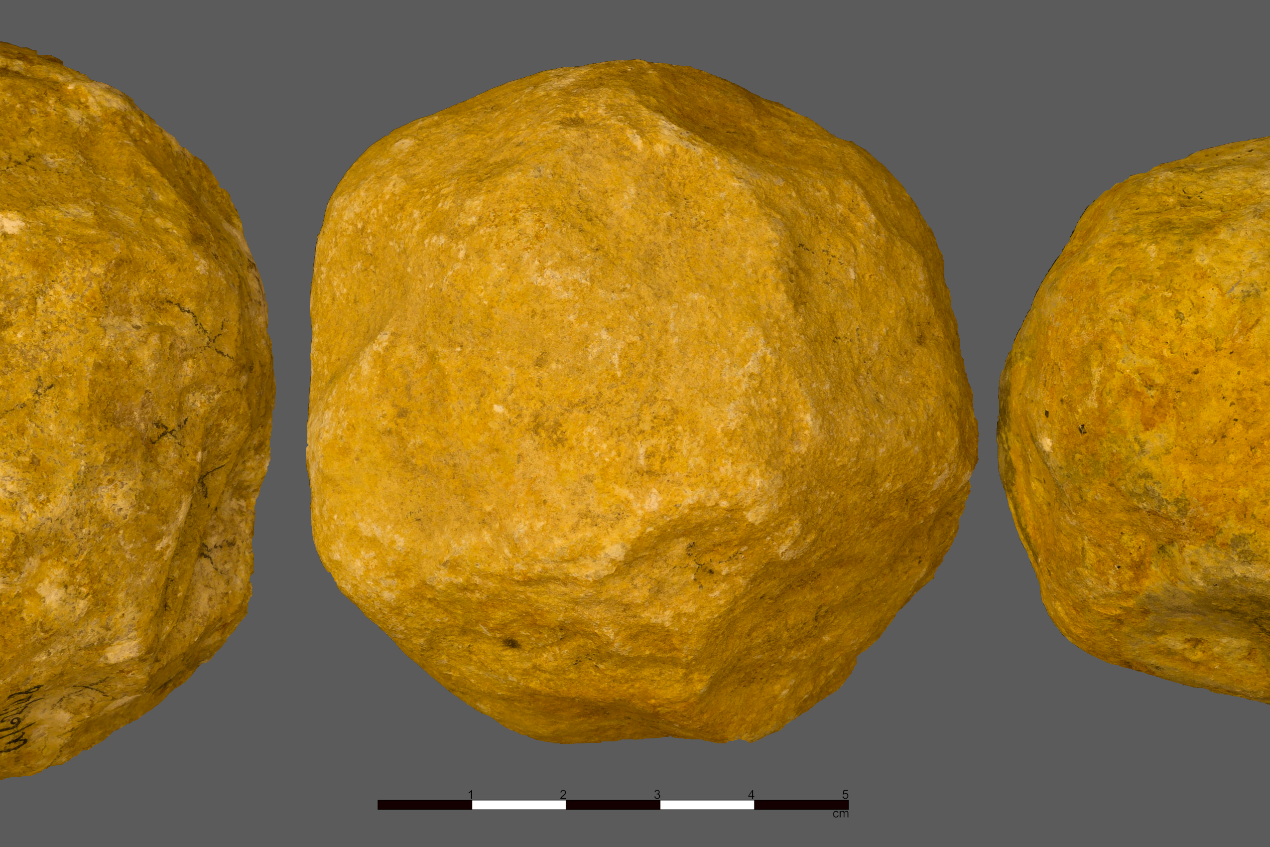 Limestone spheroids found at ‘Ubeidiya in Israel (Leore Grosman/The Hebrew University of Jerusalem)