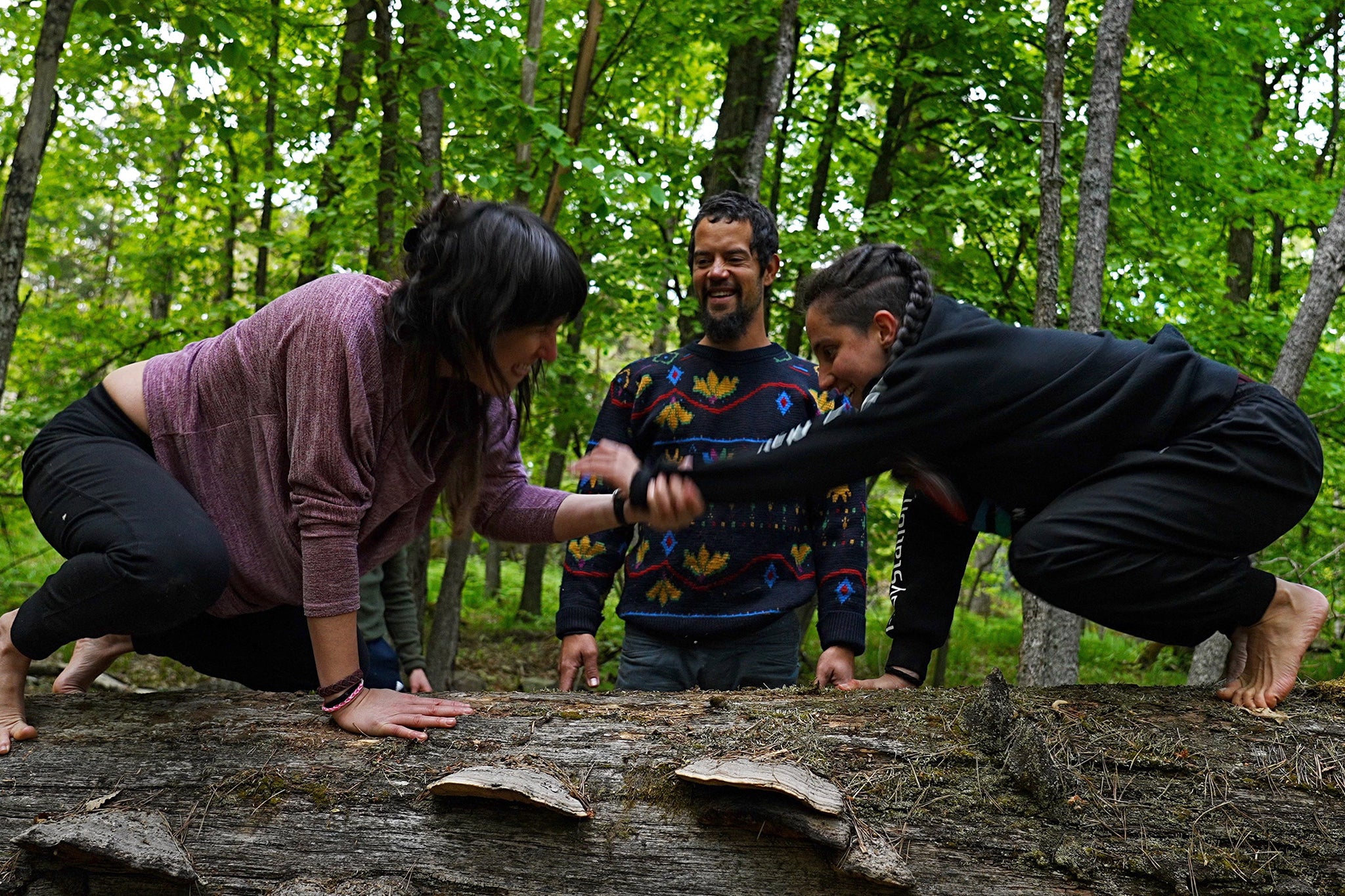 Monkey business: Two women pretend to be apes during a Victor Manuel Fleites ‘intensive'