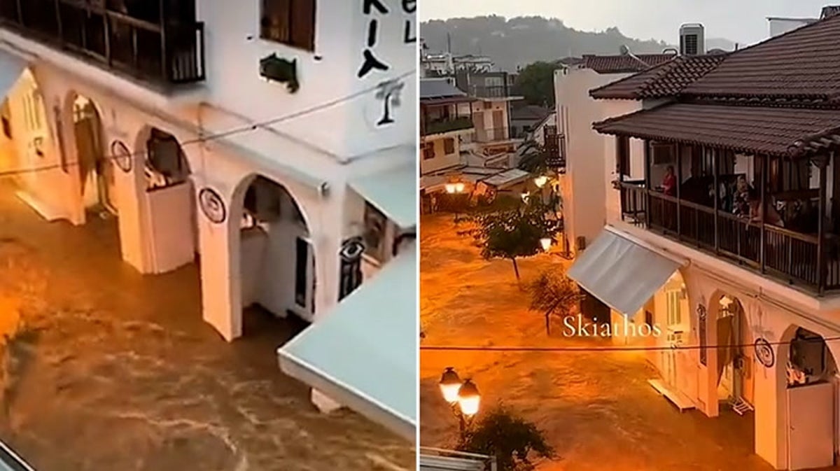 Greece floods – live: Skiathos flights canceled as flooding across Europe traps tourists