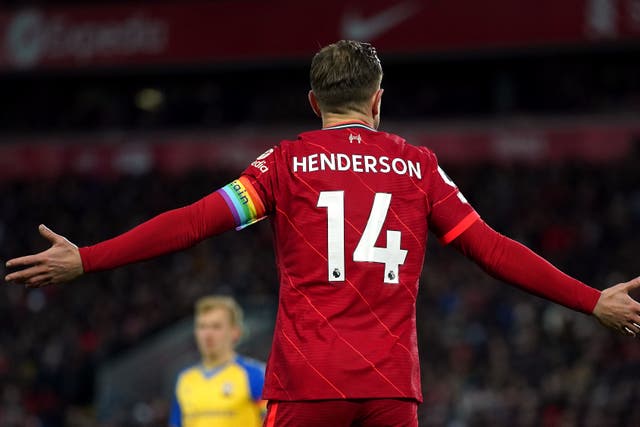 Former Liverpool captain Jordan Henderson has been criticised for his move to Saudi Arabia because of his previous support for LGBT+ issues (Peter Byrne/PA)