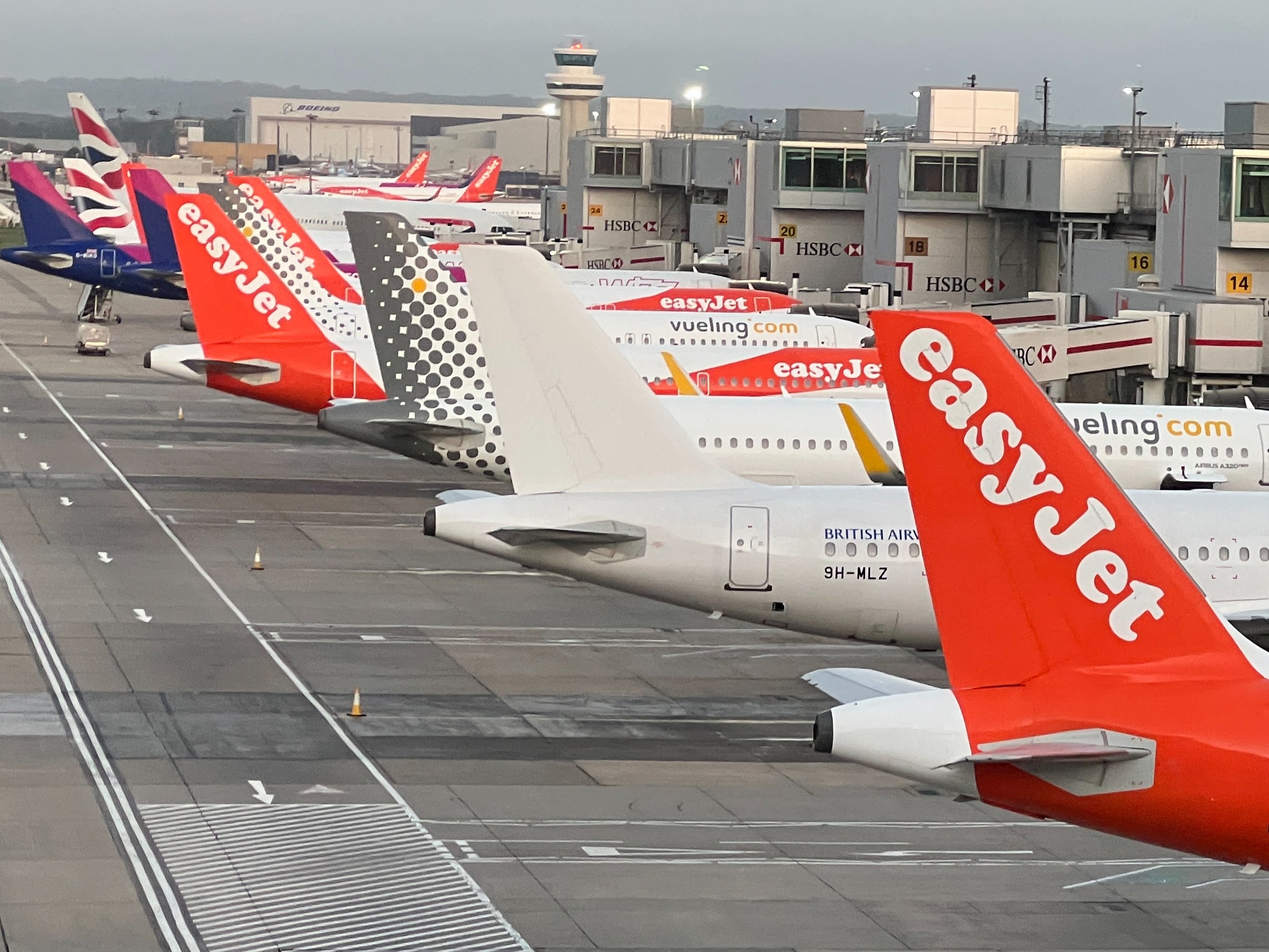 <p>Ground stop: aircraft at Gatwick and other airports were ordered to remain at the gate as air-traffic controllers resorted to manual working </p>