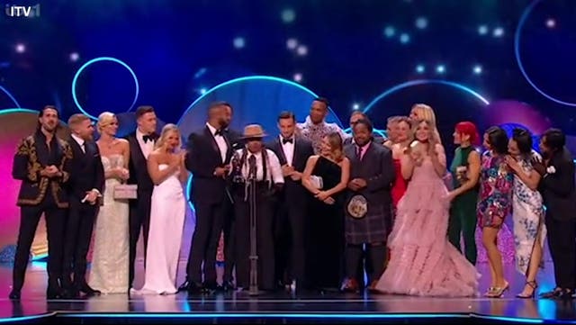 <p>Strictly Come Dancing stars pay tribute to Amy Dowden on stage as she joins them to collect NTA.</p>