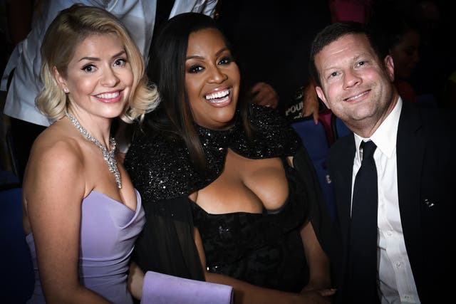 <p>The equivalent of a political party losing an extremely safe seat: ‘This Morning’ survivors Holly Willoughby, Alison Hammond and Dermot O’Leary ahead of their loss at last night’s NTAs</p>