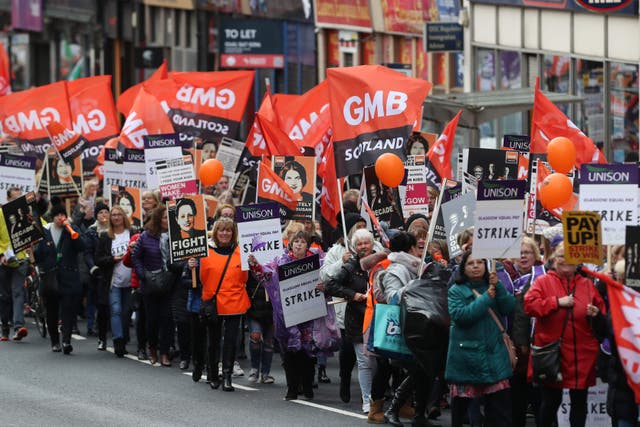 GMB Scotland said the strikes could still go ahead on another date if a revised pay offer is not tabled (PA)