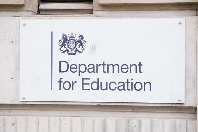 Signage for the Department for Education, London (Jonathan Brady/PA)