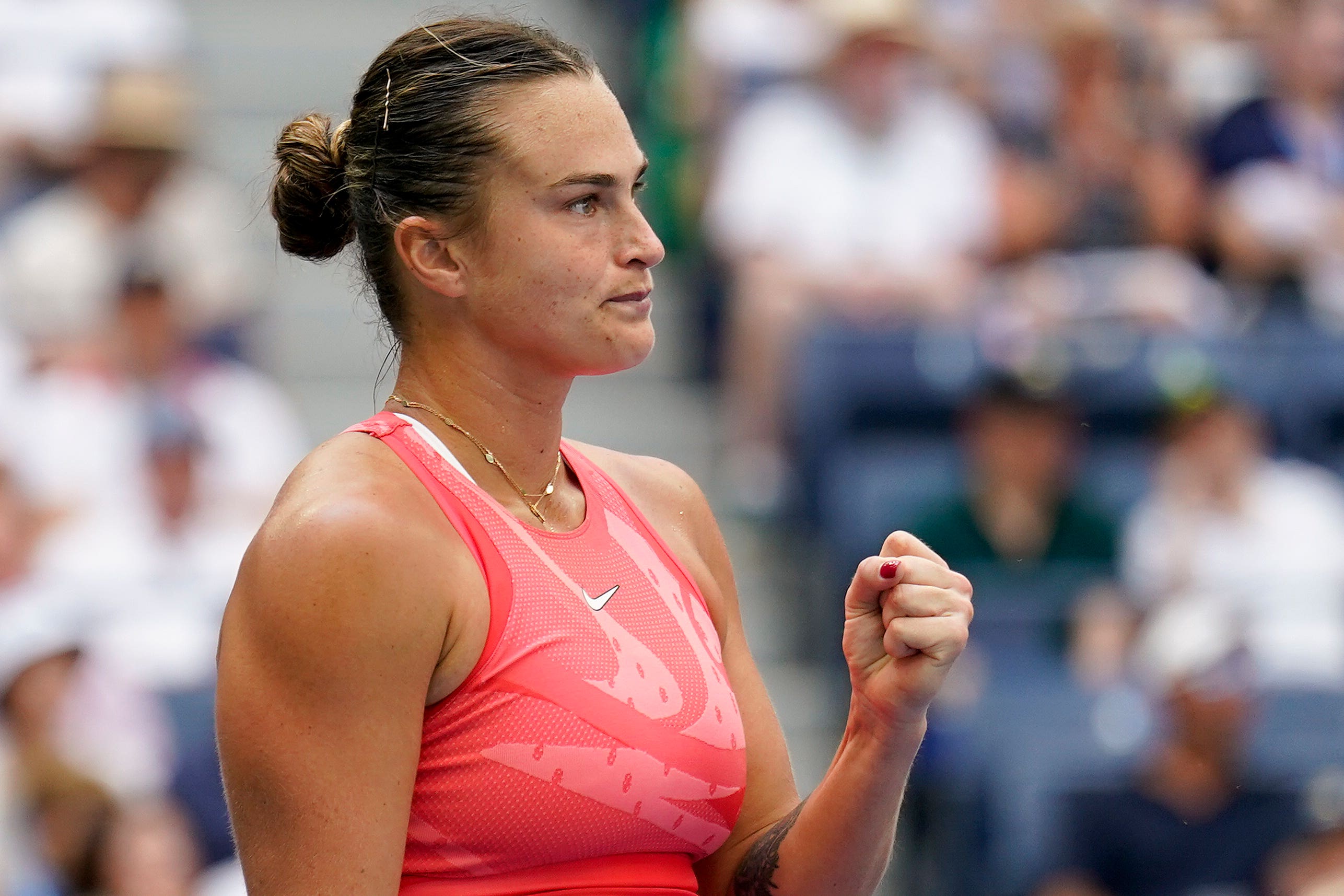 Aryna Sabalenka dropped just five games against Zheng Qinwen (Seth Wenig/AP)