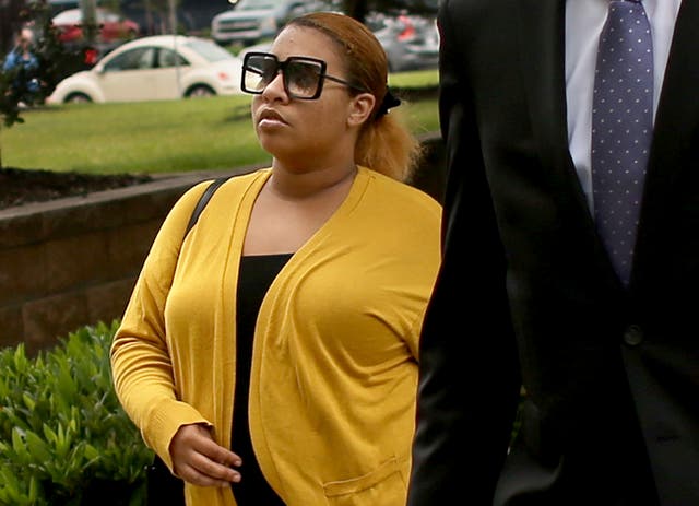 <p>Mother of the six-year-old, Deja Taylor, arrives at federal court, Monday, 12 June 2023, in Virginia Beach, Va</p>