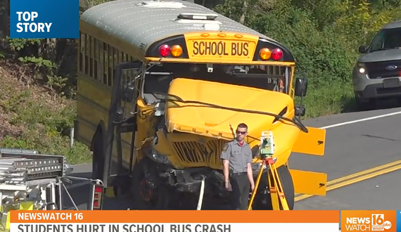 Dozens of children were hospitalised after a school bus collided with a tow truck in Pennsylvania on Wednesday
