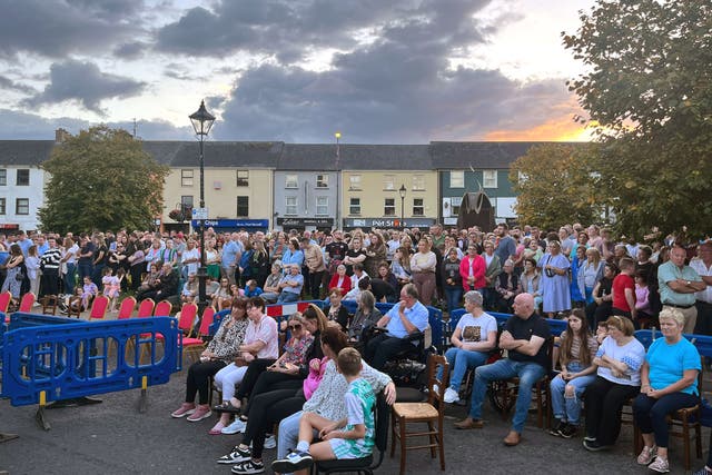 Hundreds attended a vigil in Castlederg town square (Claudia Savage/PA)