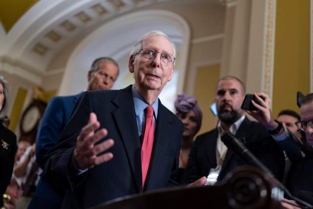 <p>Senate McConnell  speaks to reporters but offers limited information on his health condition </p>