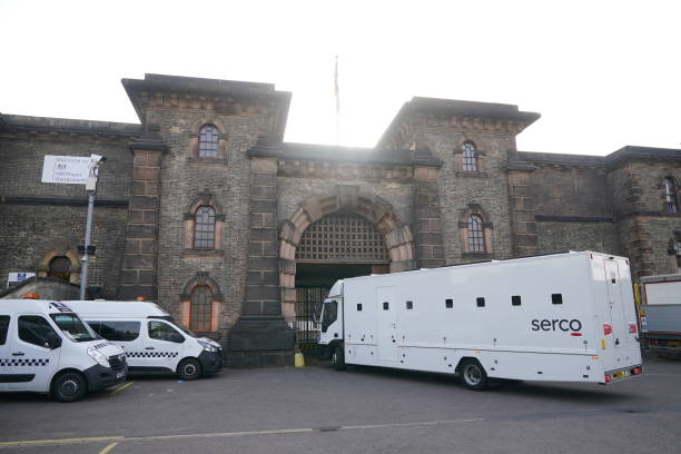 Front gates of HMP Wandsworth in London, as former soldier Daniel Abed Khalife, 21, accused of terrorism has escaped jail from a prison kitchen by clinging on to a delivery van