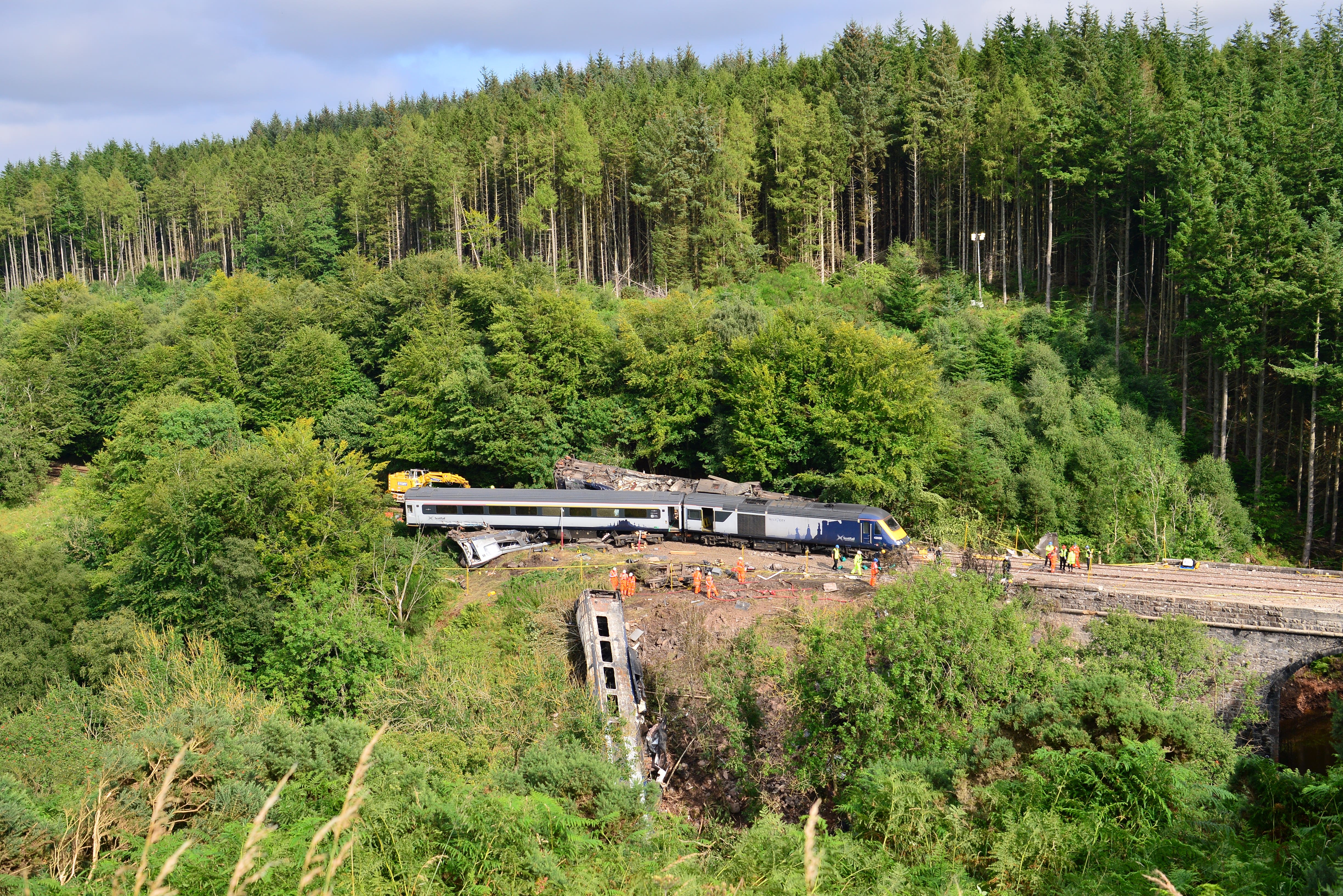 The derailment happened in August 2020 during severe weather in Aberdeenshire (Ben Birchall/PA)