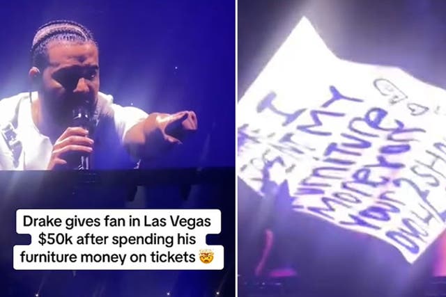 <p>Drake gives fan $50,000 after reading message on his poster at Las Vegas concert.</p>
